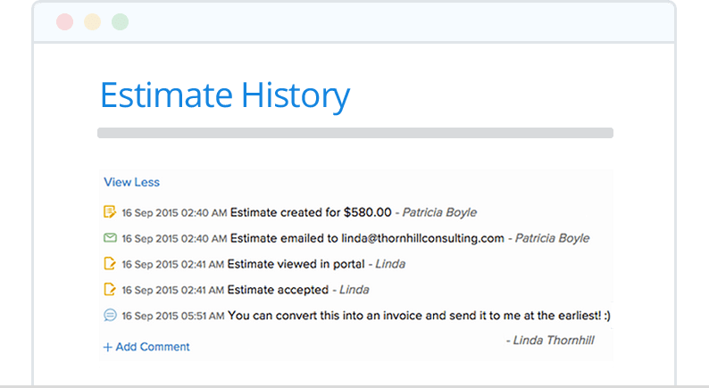 Track the Estimate History - Zoho Invoice