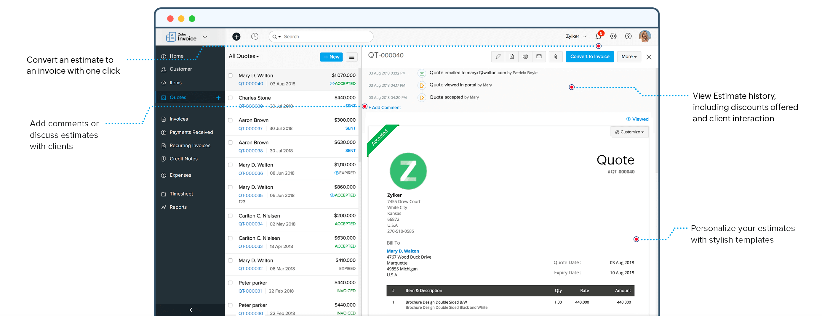 Create Professional Quotes with Ease - Zoho Invoice