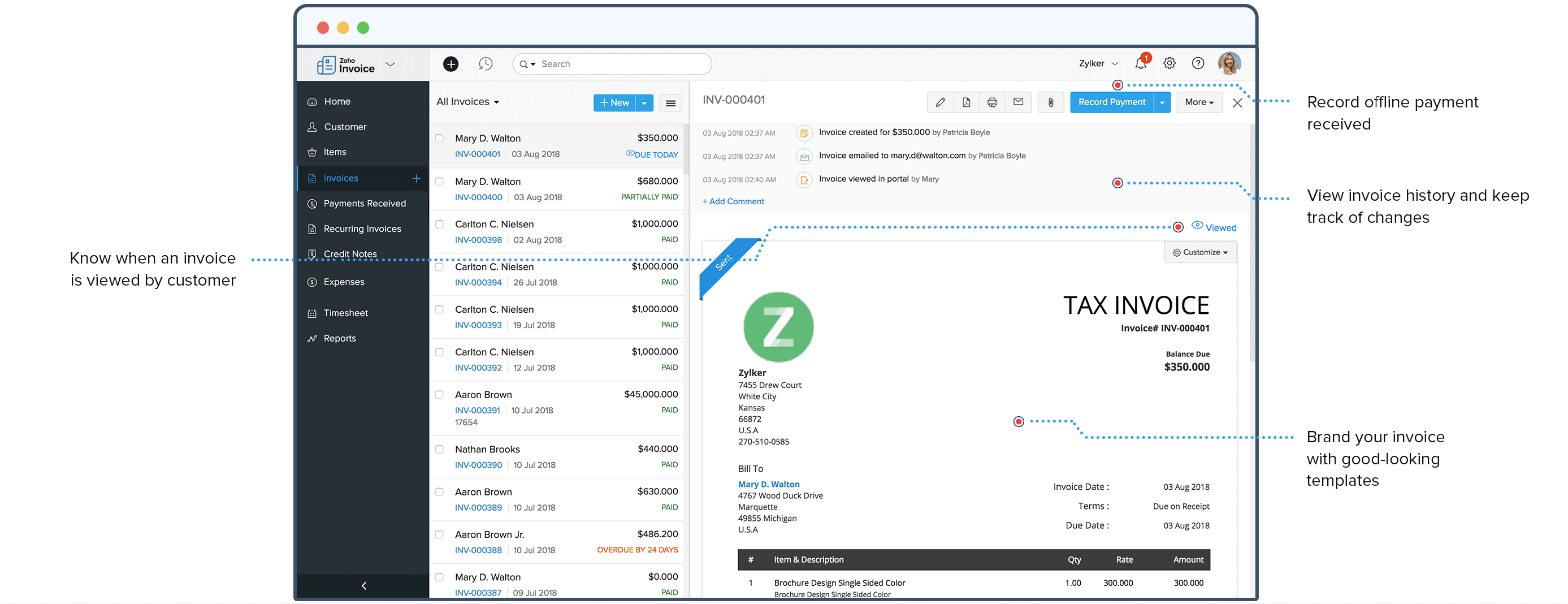 Create Invoice - Zoho Invoice