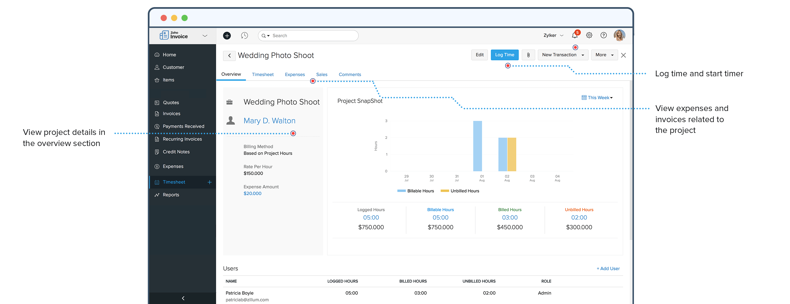 Time Tracking Software - Zoho Invoice