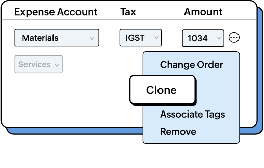 Clone itemized expenses