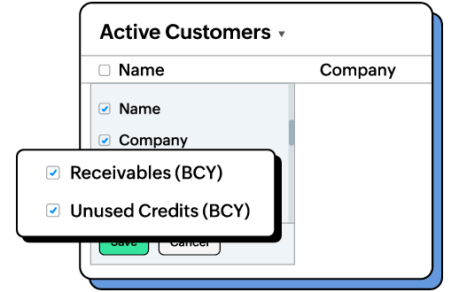 View receivables and unused credits in your base currency
