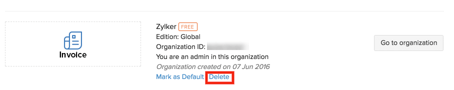 Delete Organization