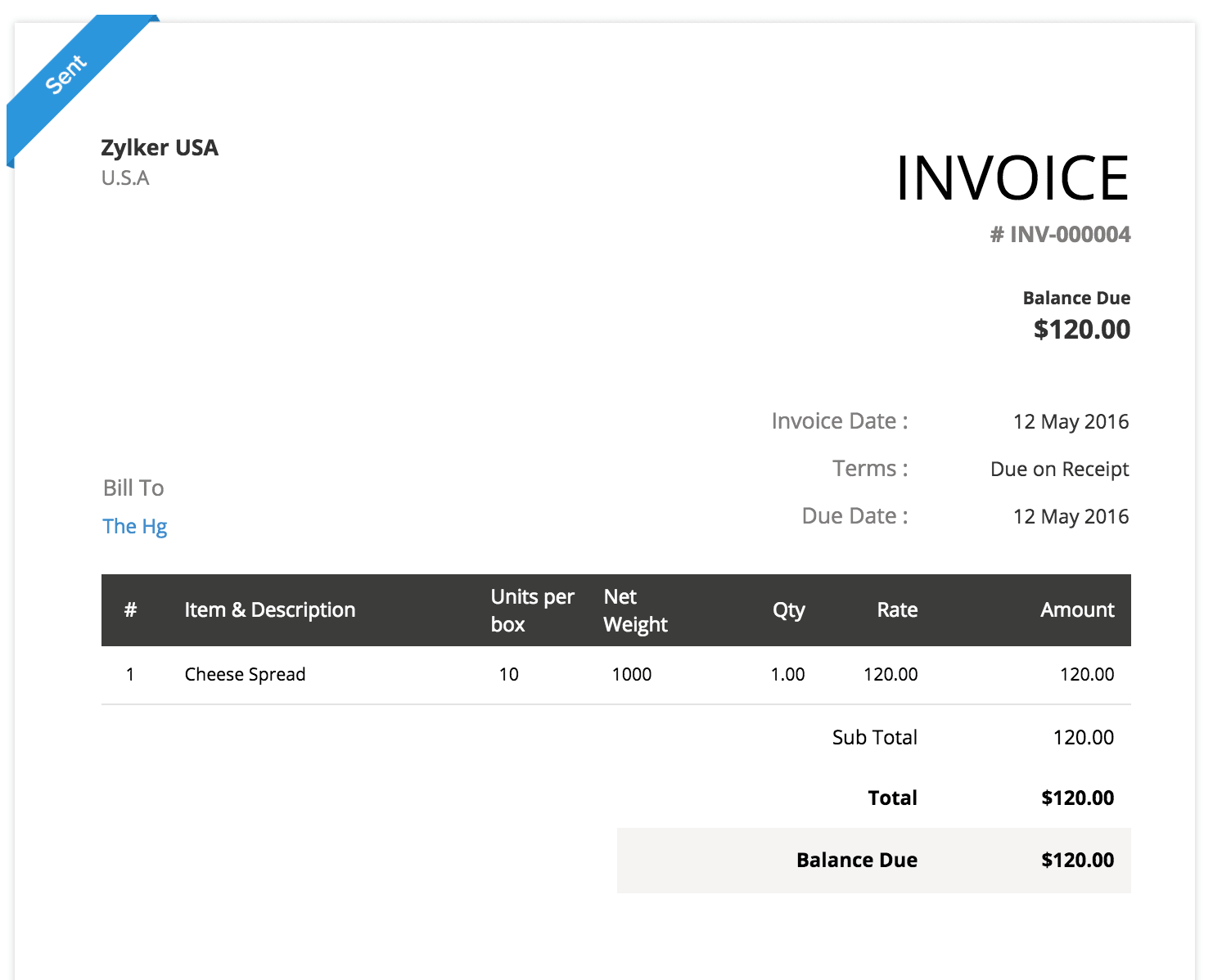 Invoice format