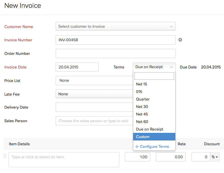 Customize your invoice due date