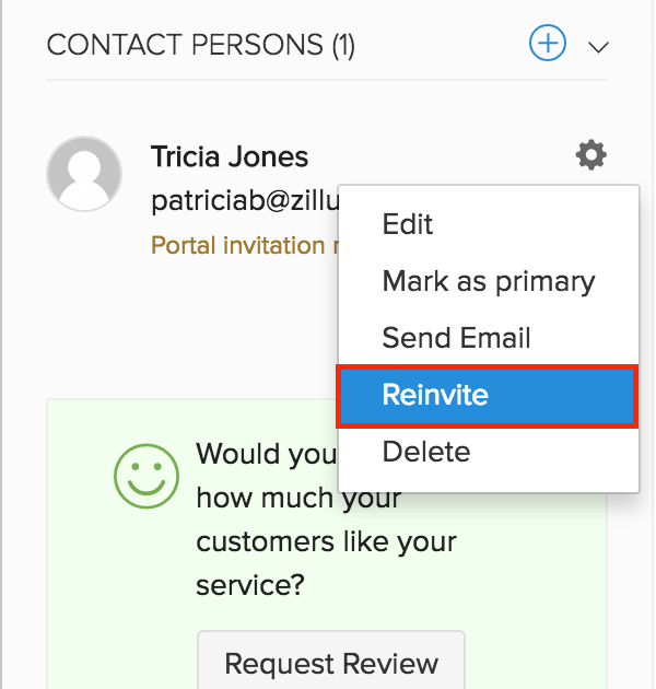 Reinvite to customer portal