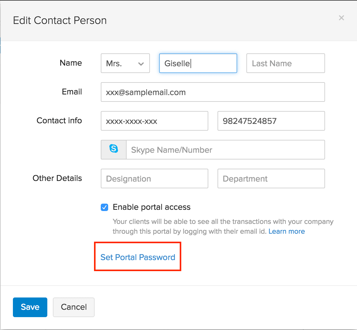 Set portal password