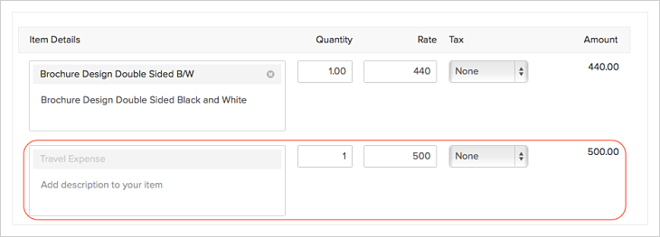 Unbilled expense as a line item