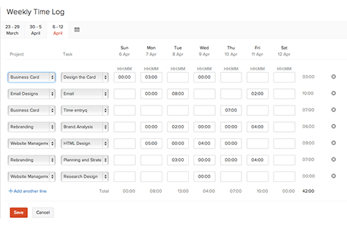 Weekly Logs on Zoho Invoice