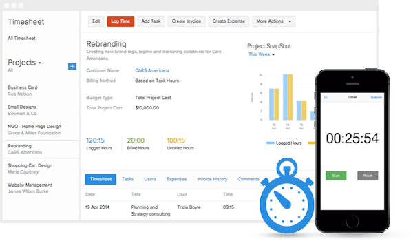 Time tracking in Zoho Invoice