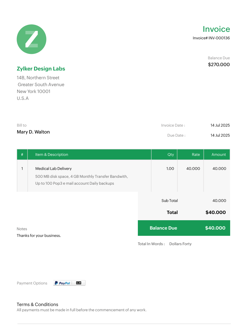 Recurring Invoice Template