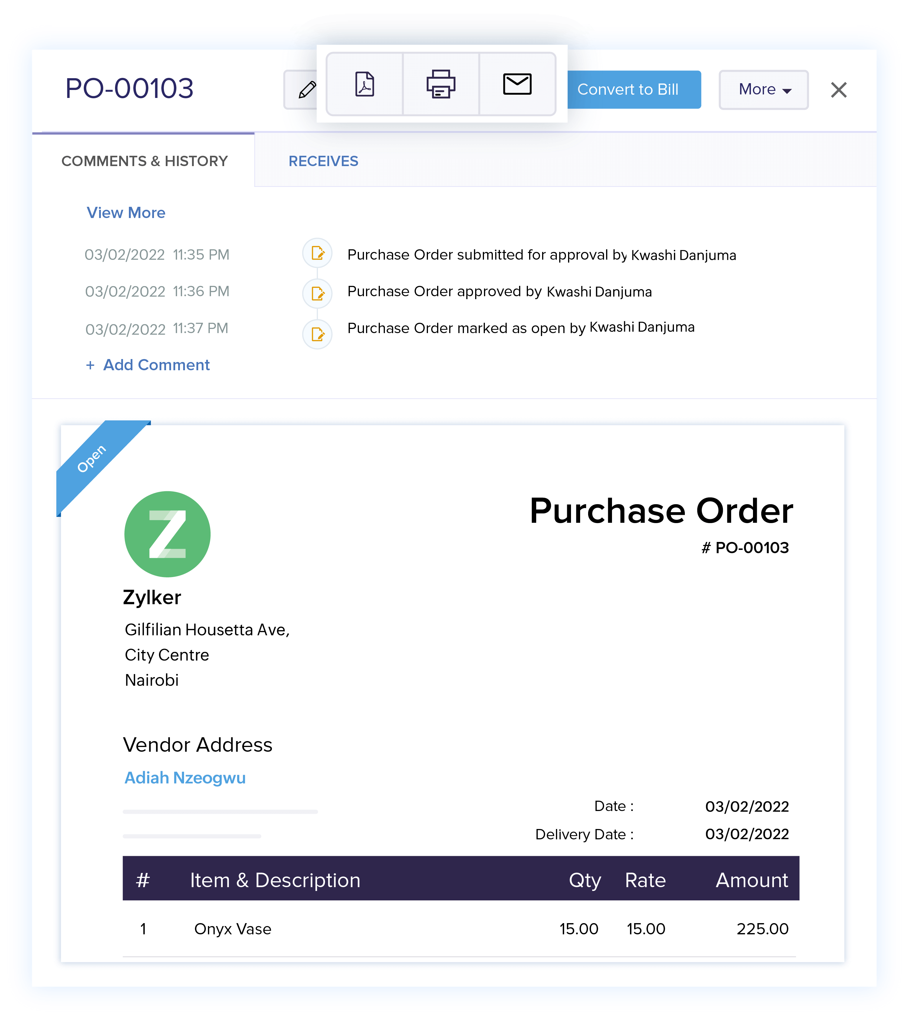 Purchase Order Software Online Purchase Order Management Zoho Books