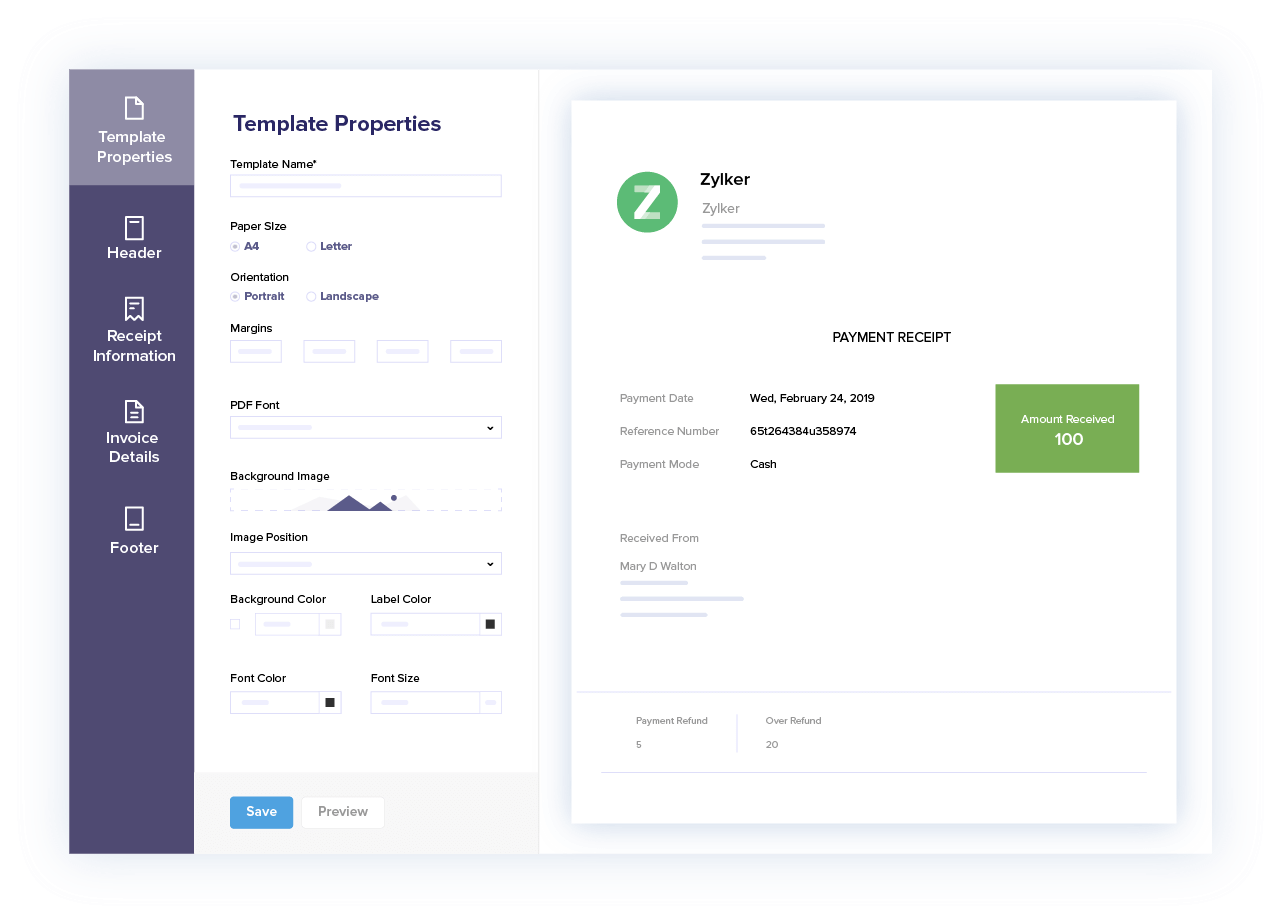  Customize Payment Receipts - Accept Credit Card Payments Online | Zoho Books 