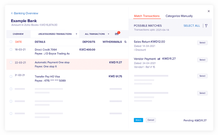 Banking - Online Accounting Software | Zoho Books
