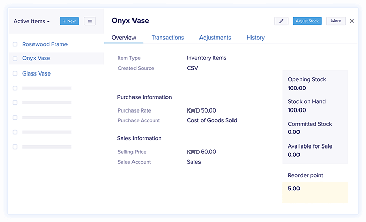 Inventory Management - Online Accounting Software | Zoho Books