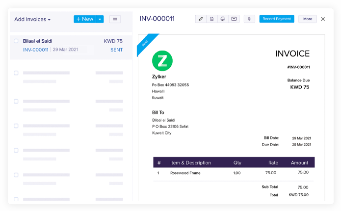 Invoice Feature - Online Accounting Software | Zoho Books