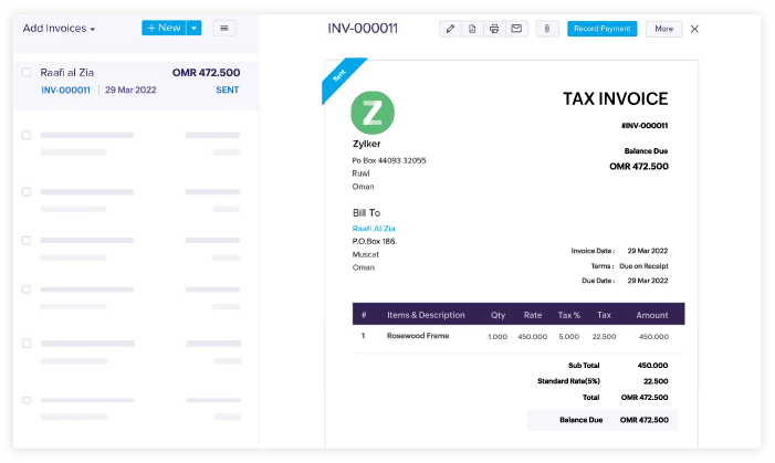 Invoice Feature - Online Accounting Software | Zoho Books