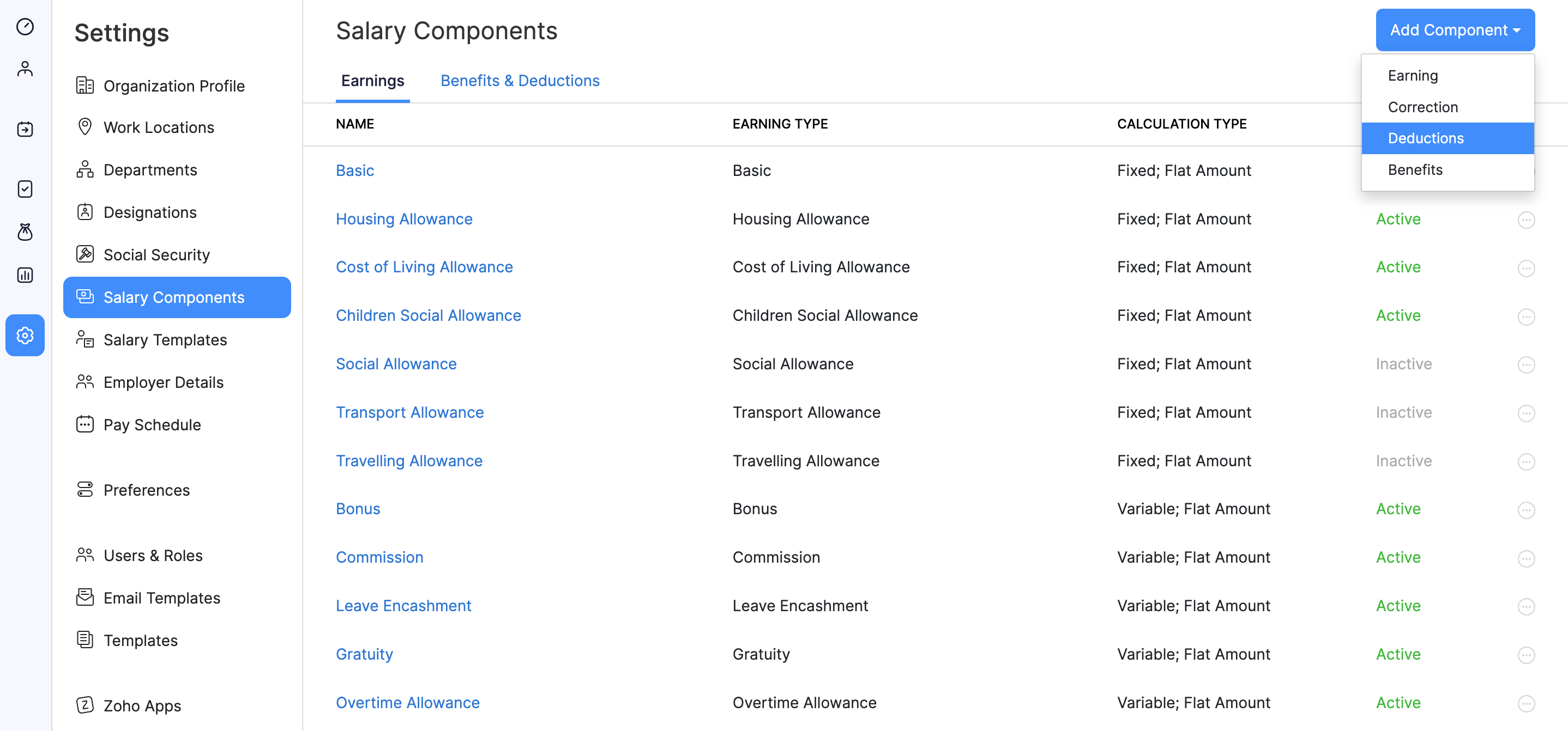 Salary Components