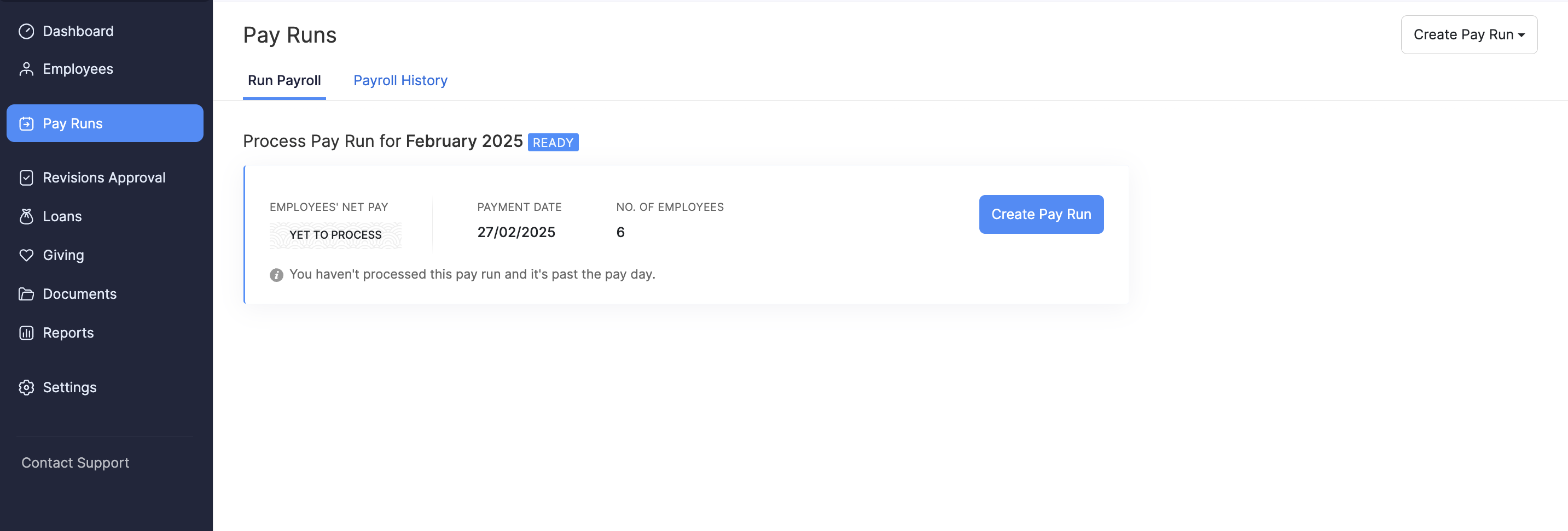 Create Pay Run