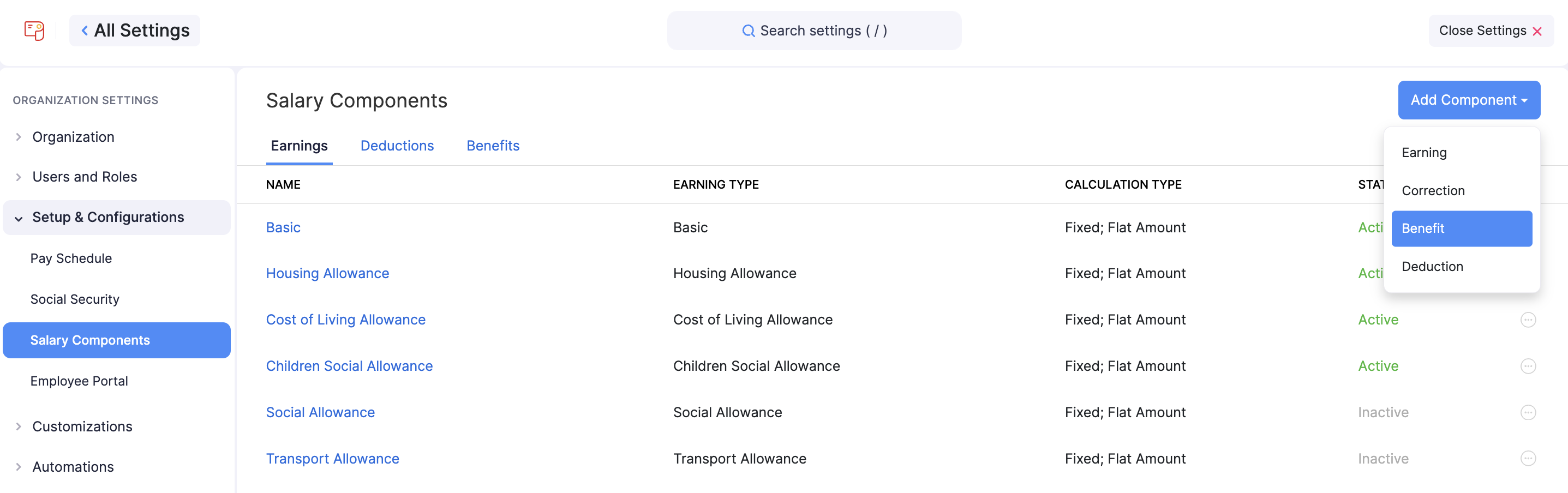Salary Components
