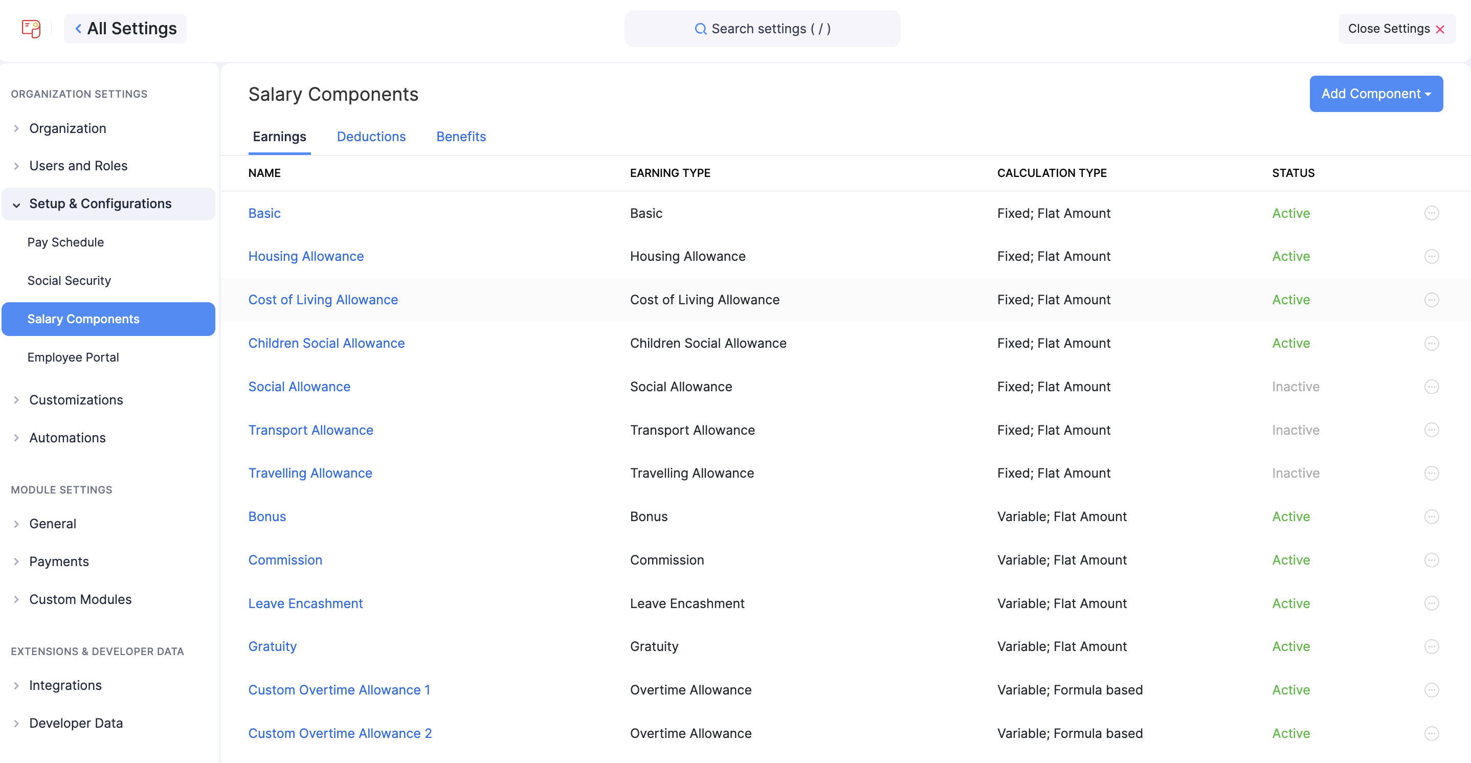 Salary Components