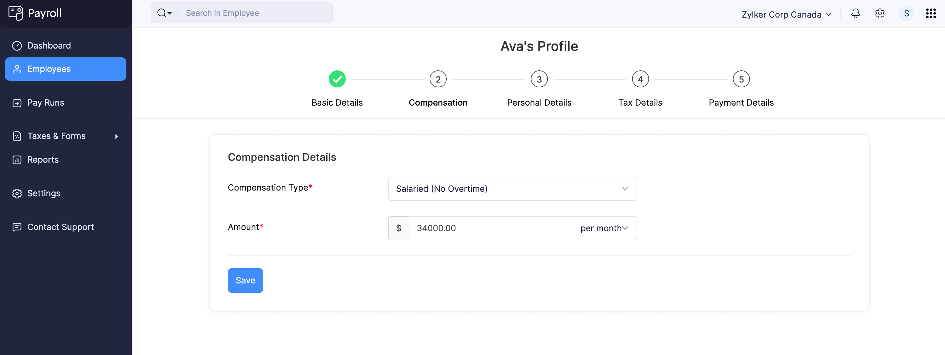 Provide Employee’s Compensation Details