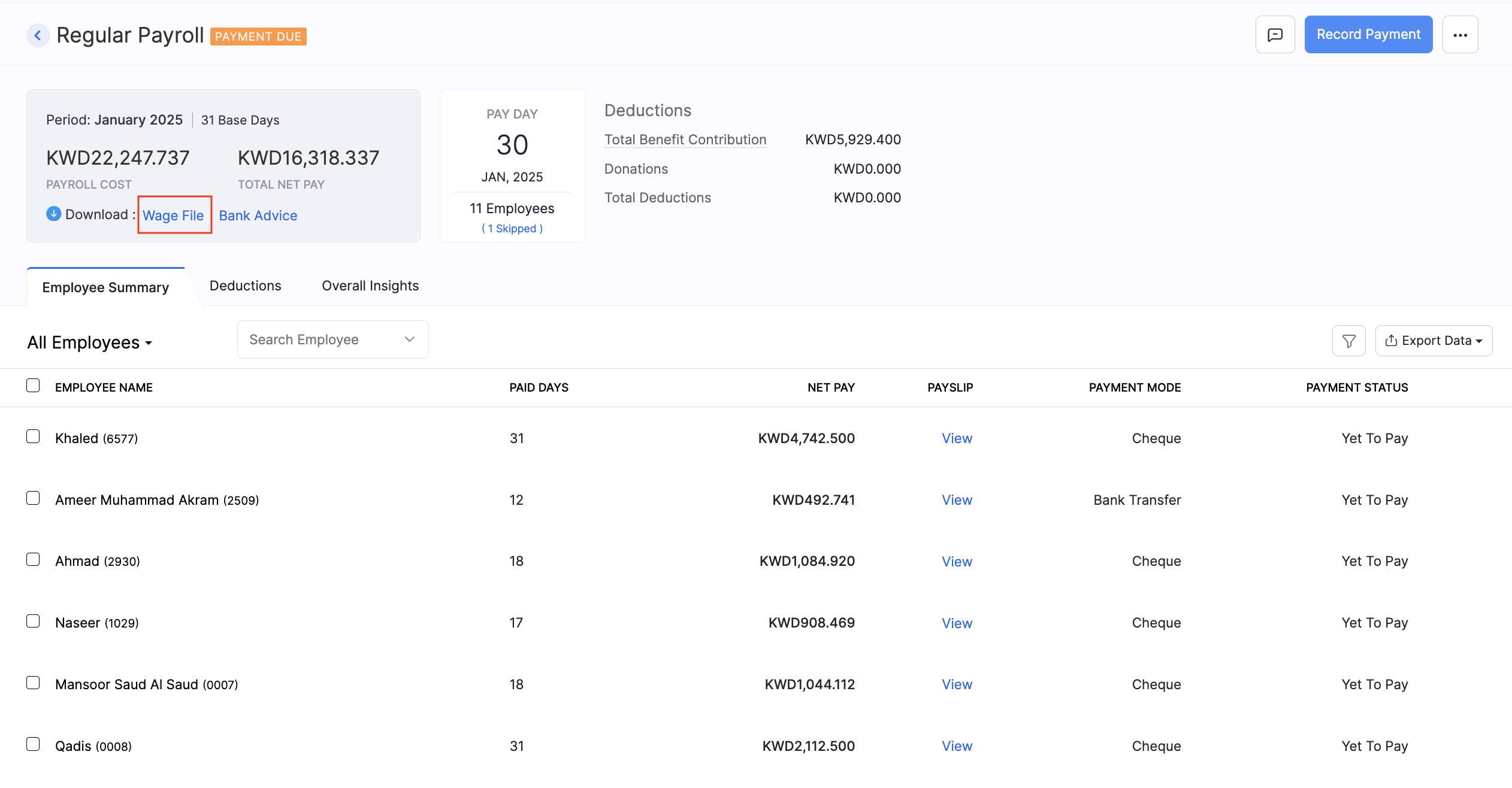 Create Pay Run