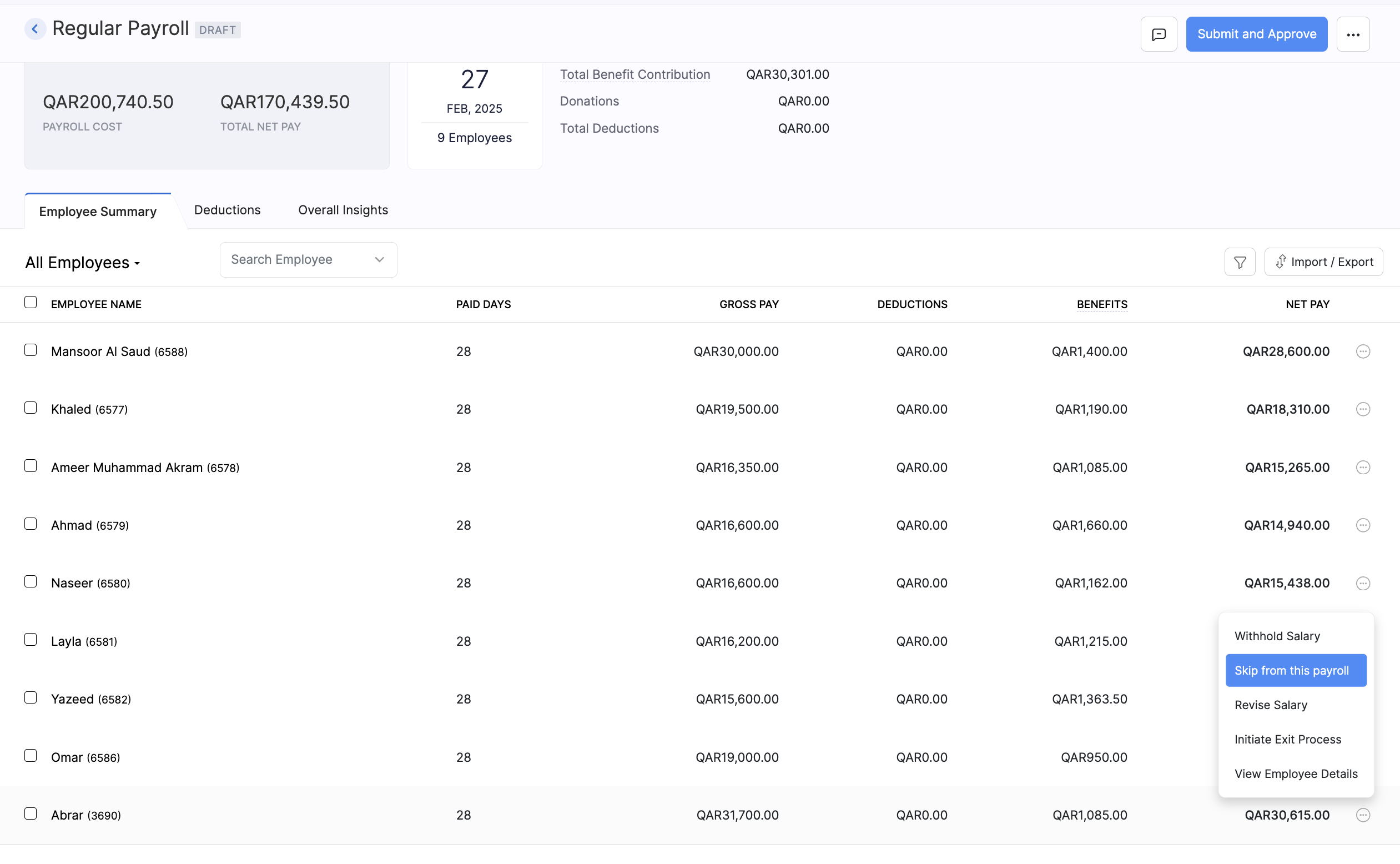 Create Pay Run