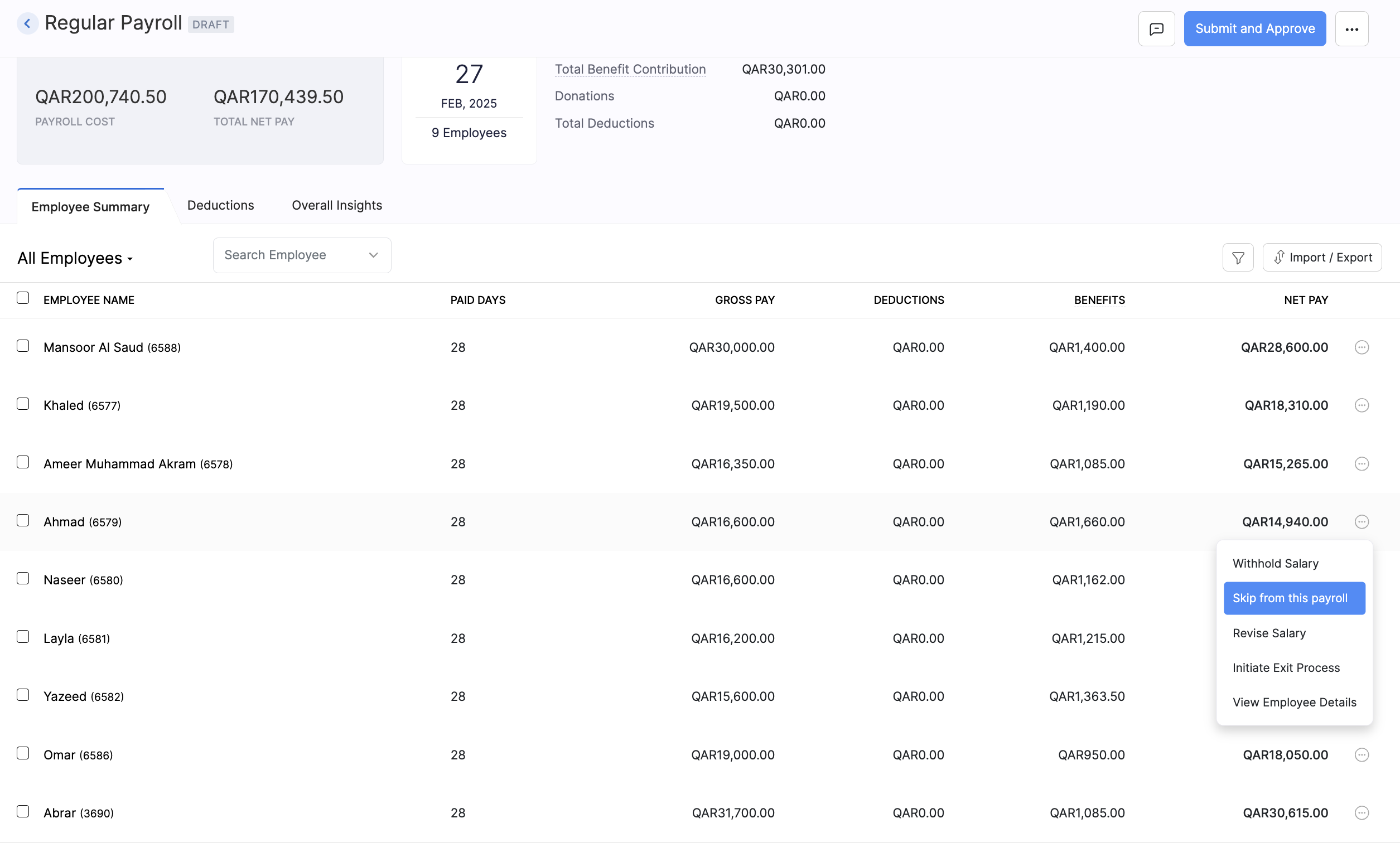 Create Pay Run