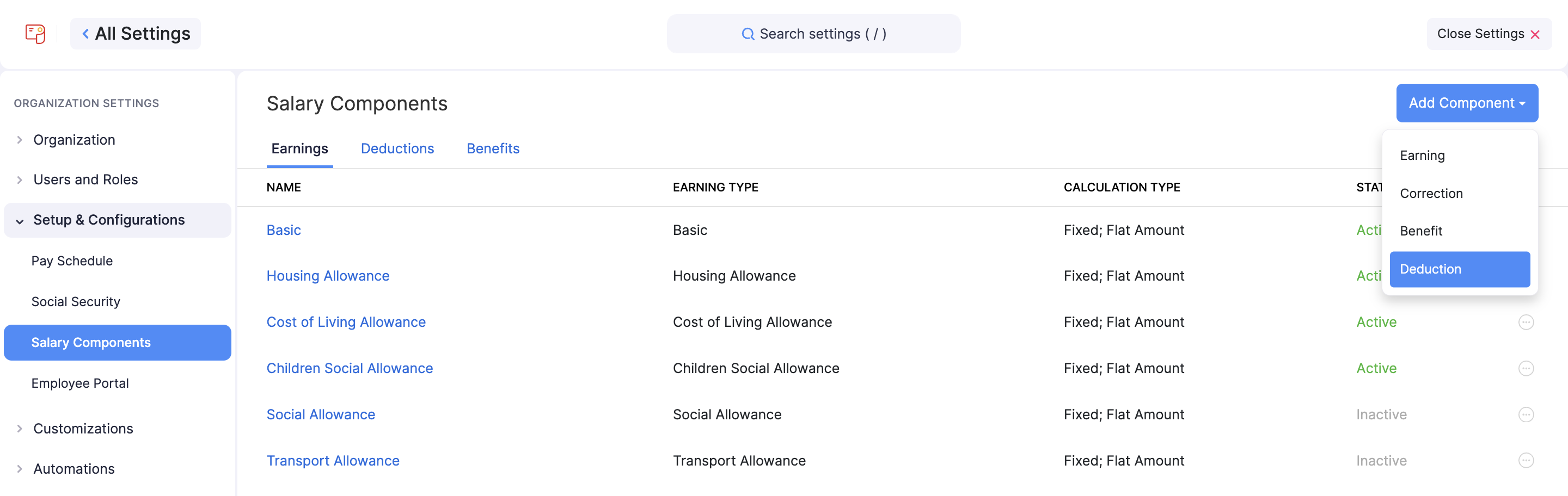 Salary Components