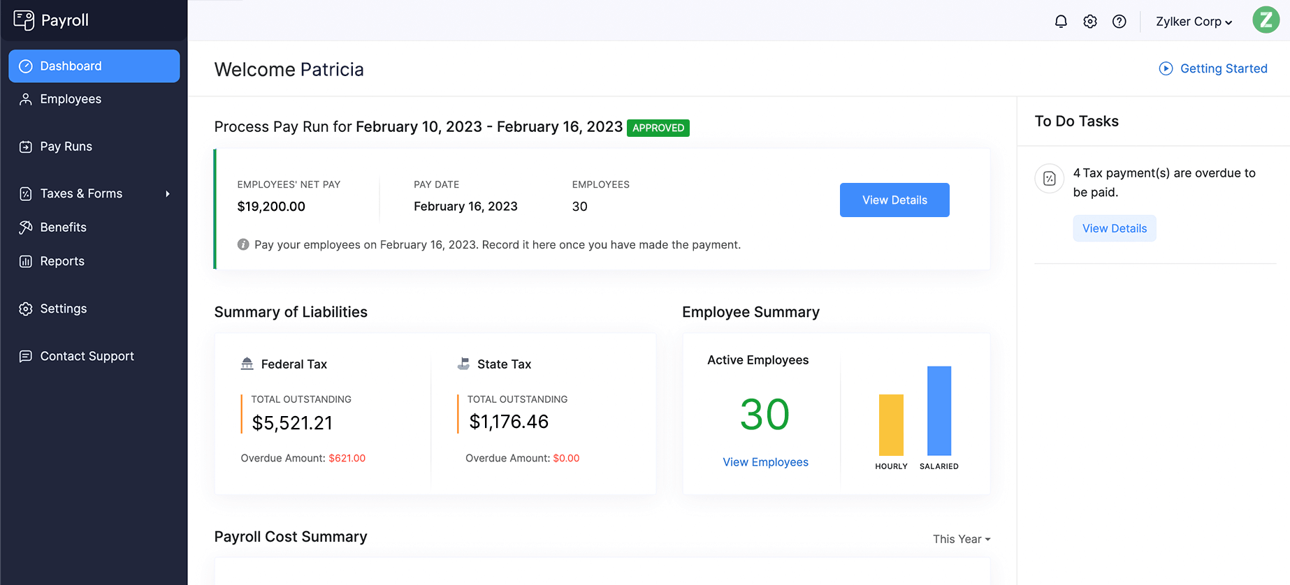Zoho Payroll - Overview