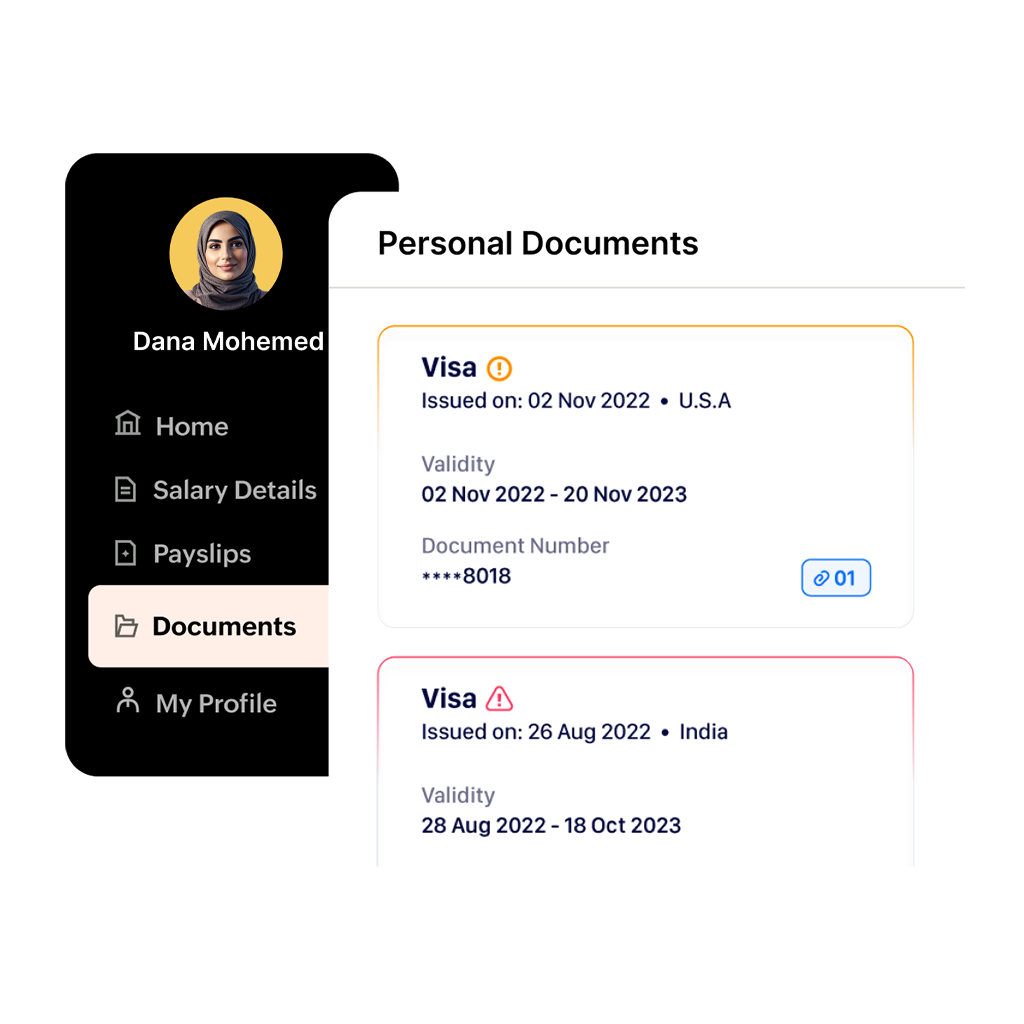 Screenshot of document tracking using Zoho Payroll Kuwait