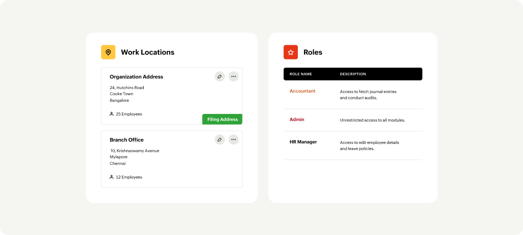 Image showing the configuration of Zoho Payroll Oman edition