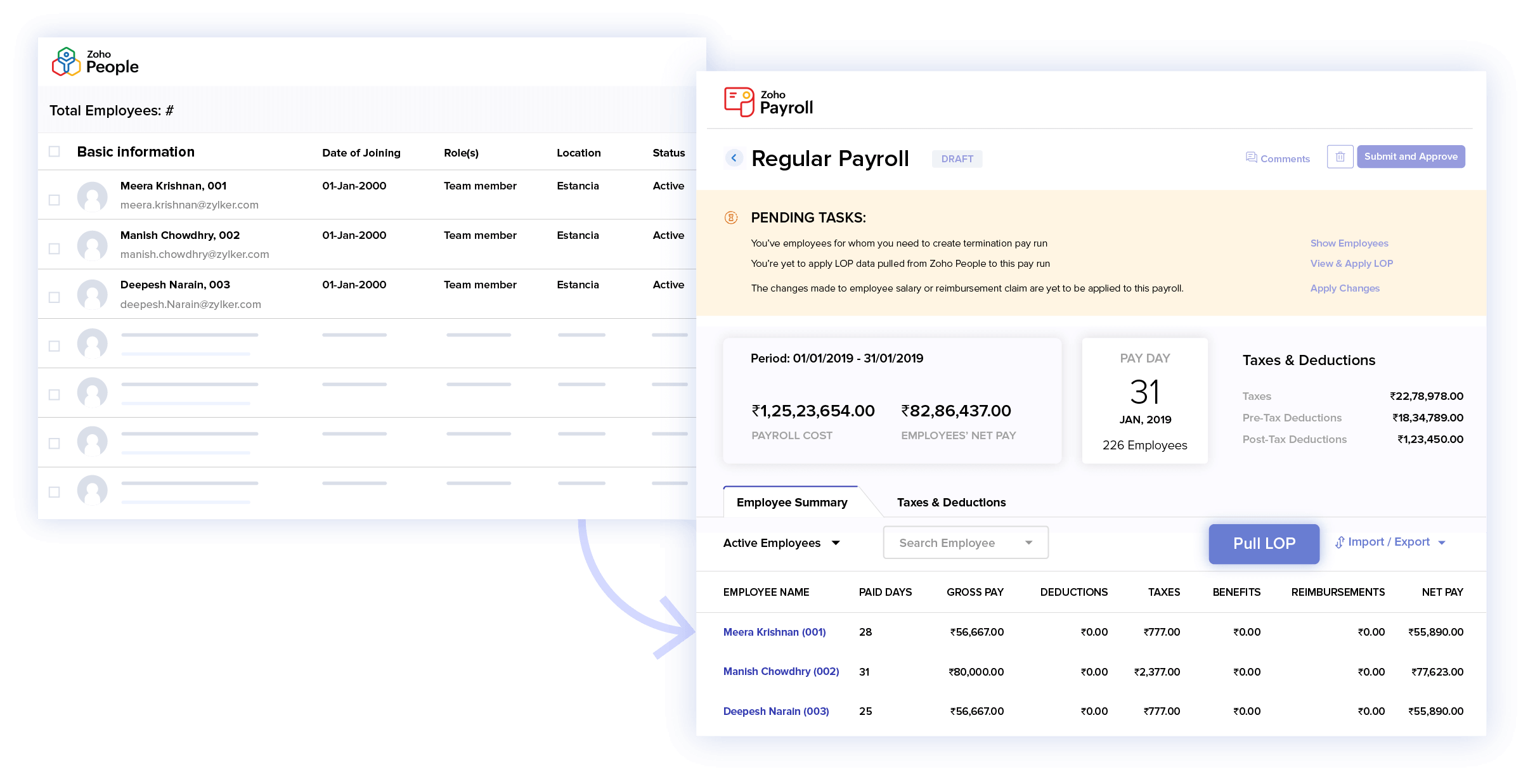 Integrated Payroll, Accounting, and HR software Zoho Payroll