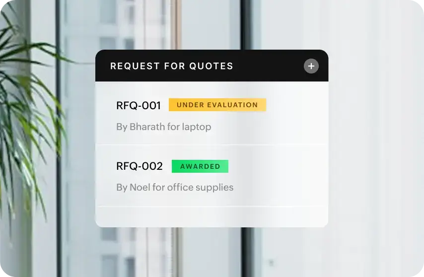 RFQ management dashboard in Zoho Procurement
