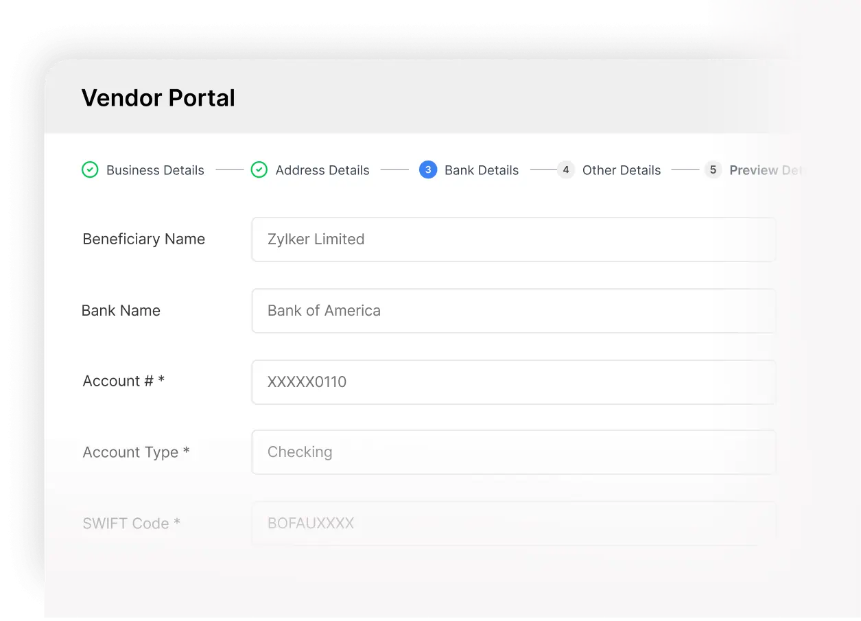 Supplier onboarding dashboard interface in Zoho Procurement