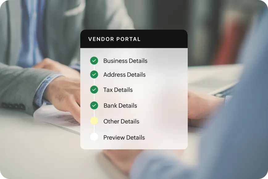 Self-service supplier portal onboarding screen in Zoho Procurement
