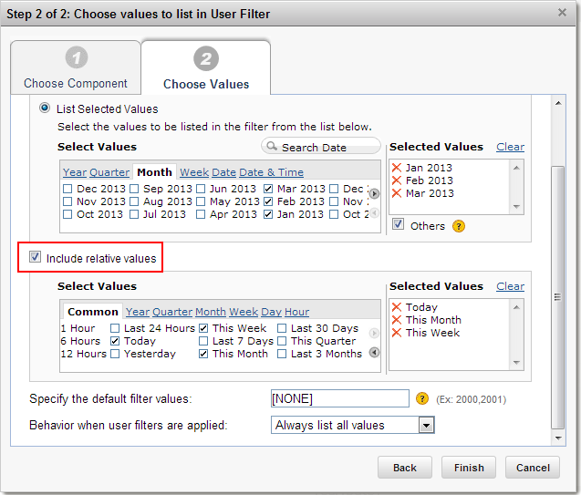 combine relavite and actual value dialog