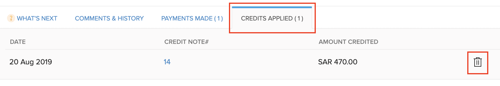 Delete Applied Credits