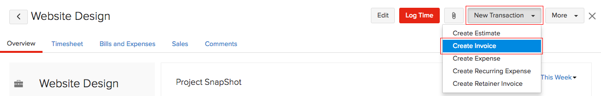Retainer to Invoice Project