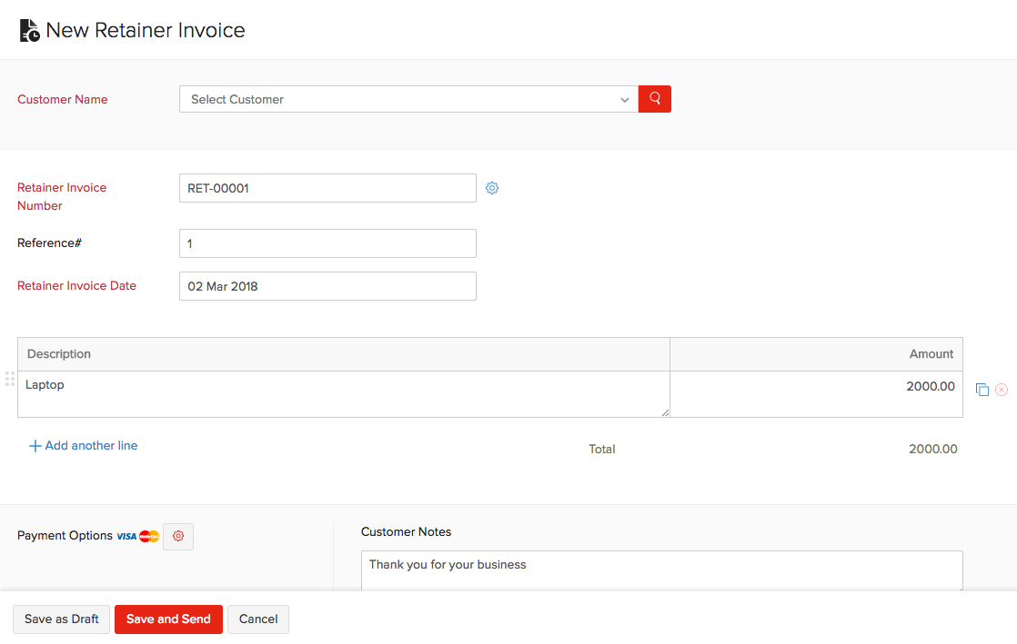 New Retainer Invoice