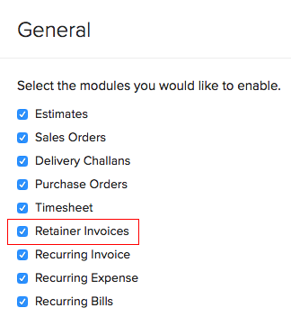 Enabling Retainer Invoices