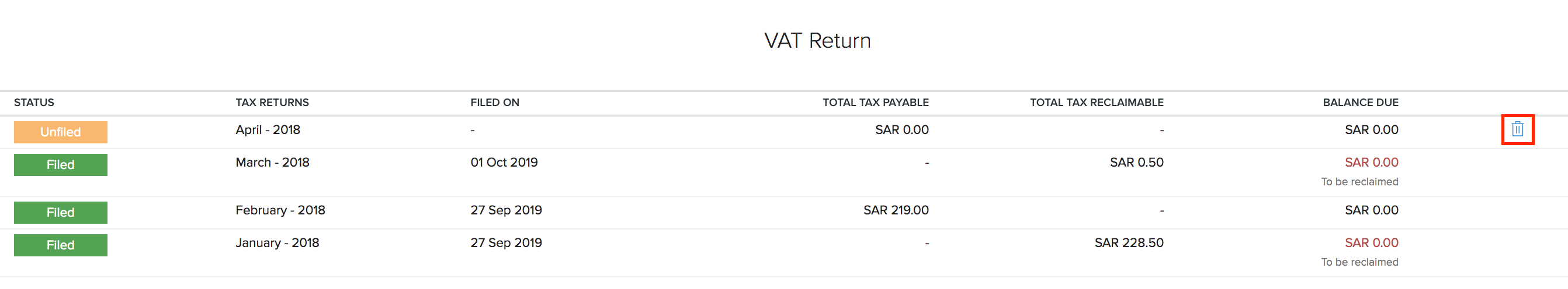 Delete Vat Return