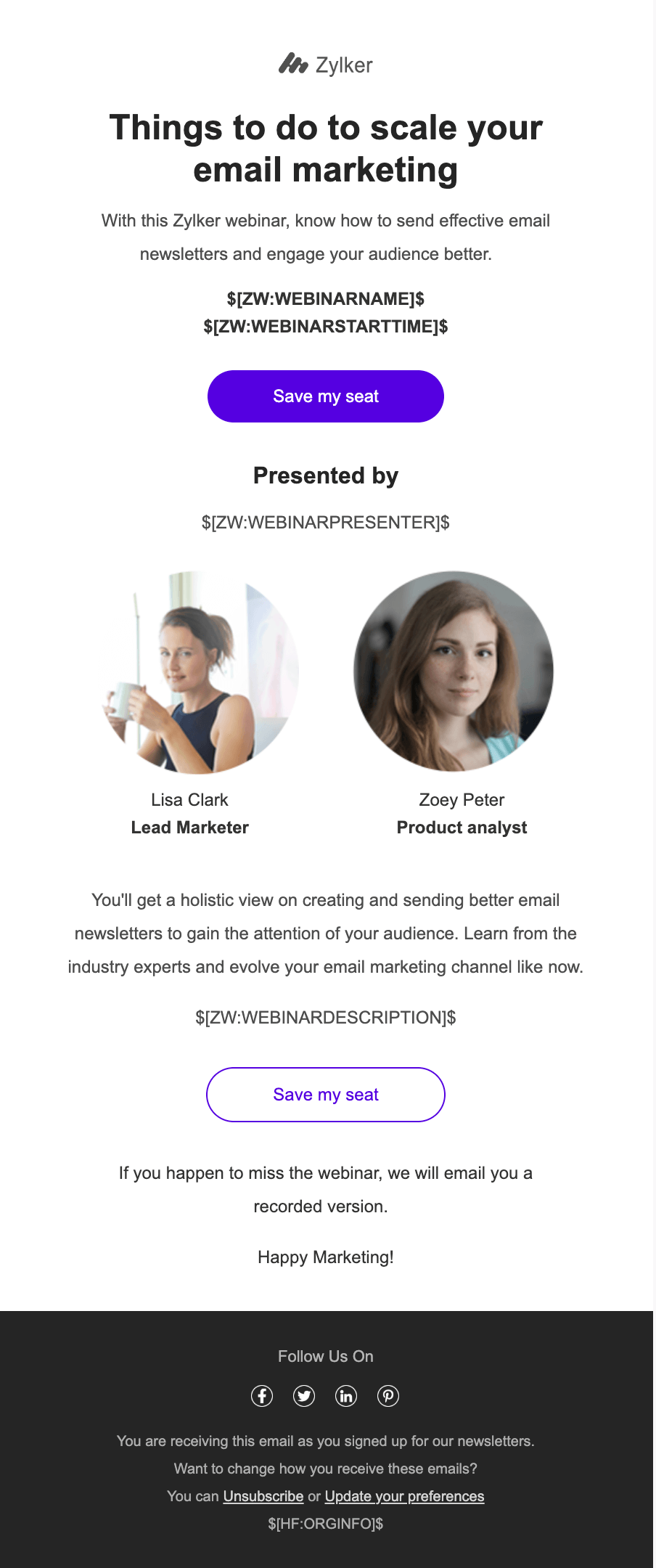 HTML Email Template Gallery | Zoho Campaigns