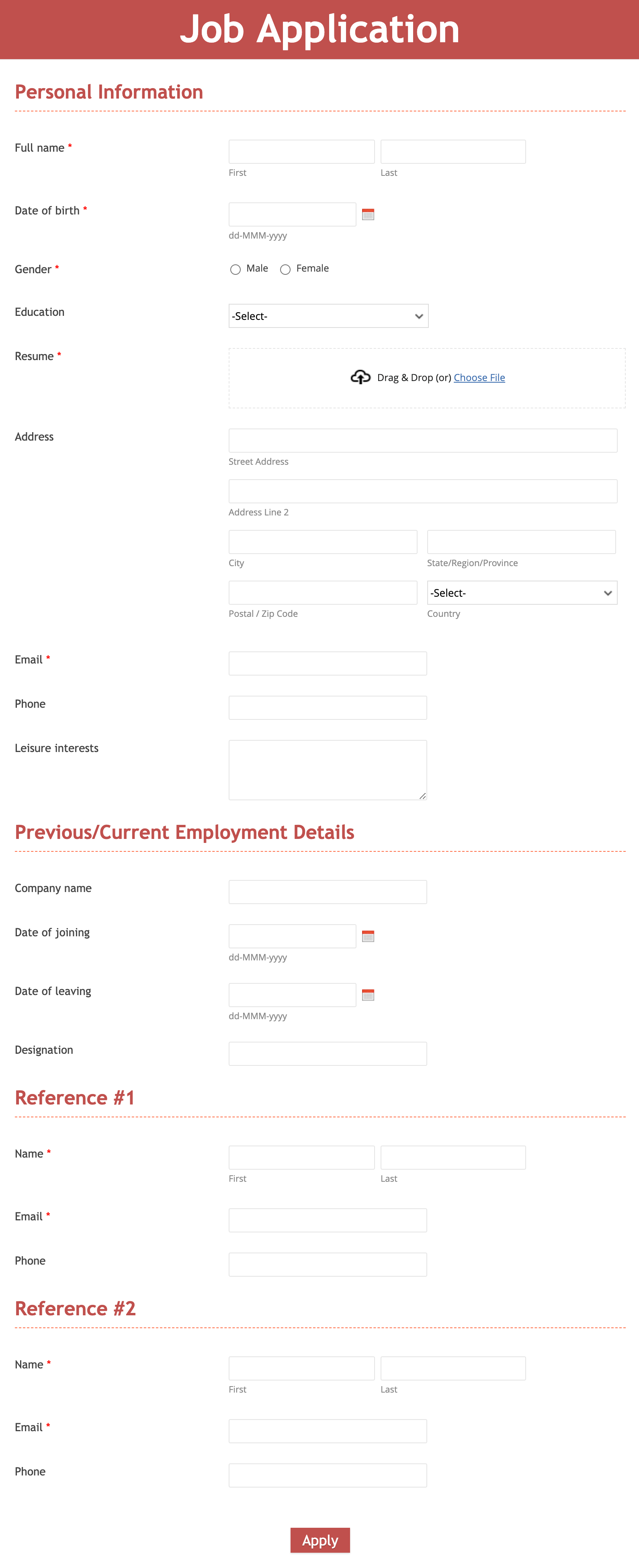 HR Form Templates - Zoho Forms
