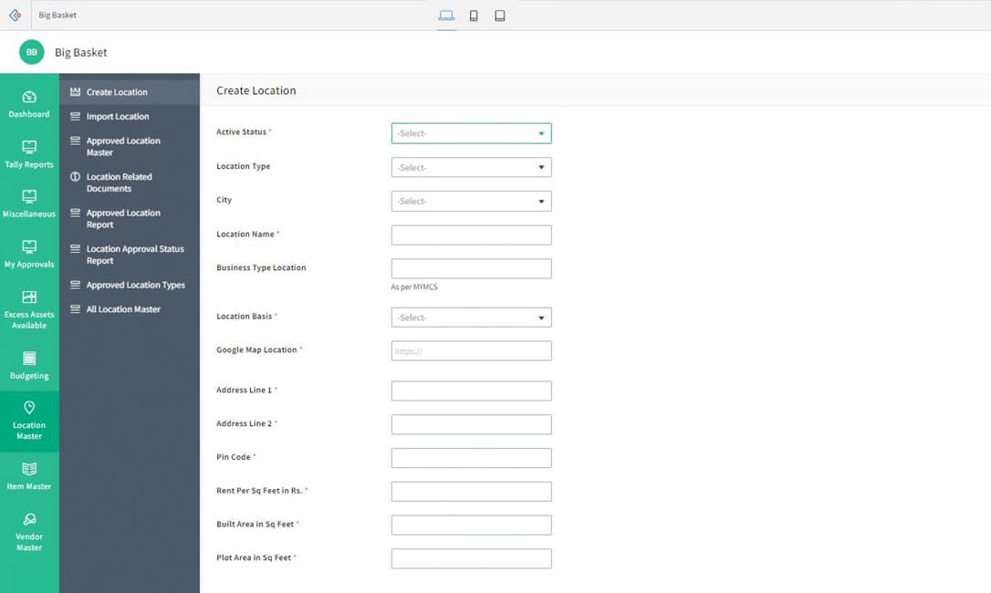 CapEx procurement location dashboard