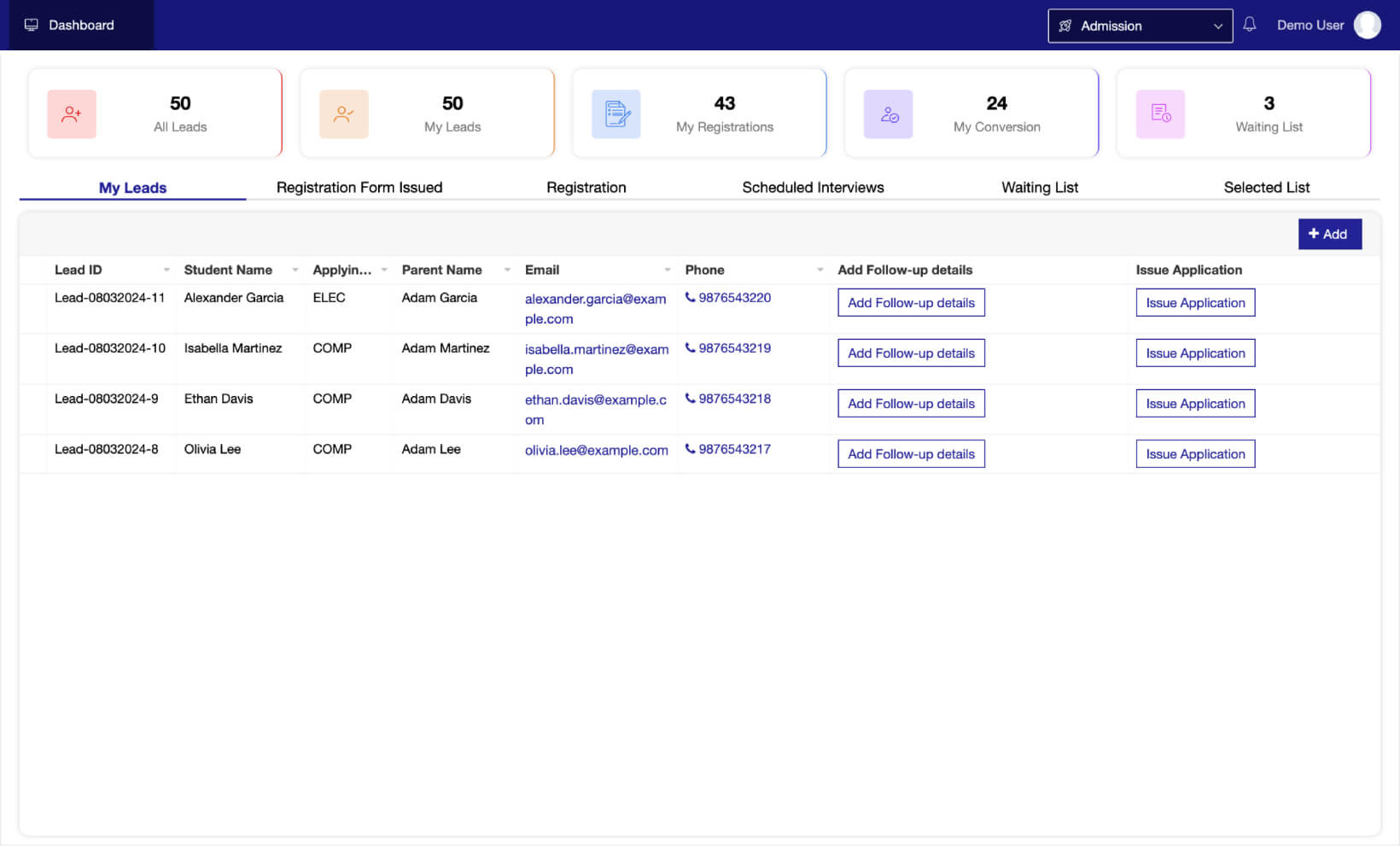 Admission management