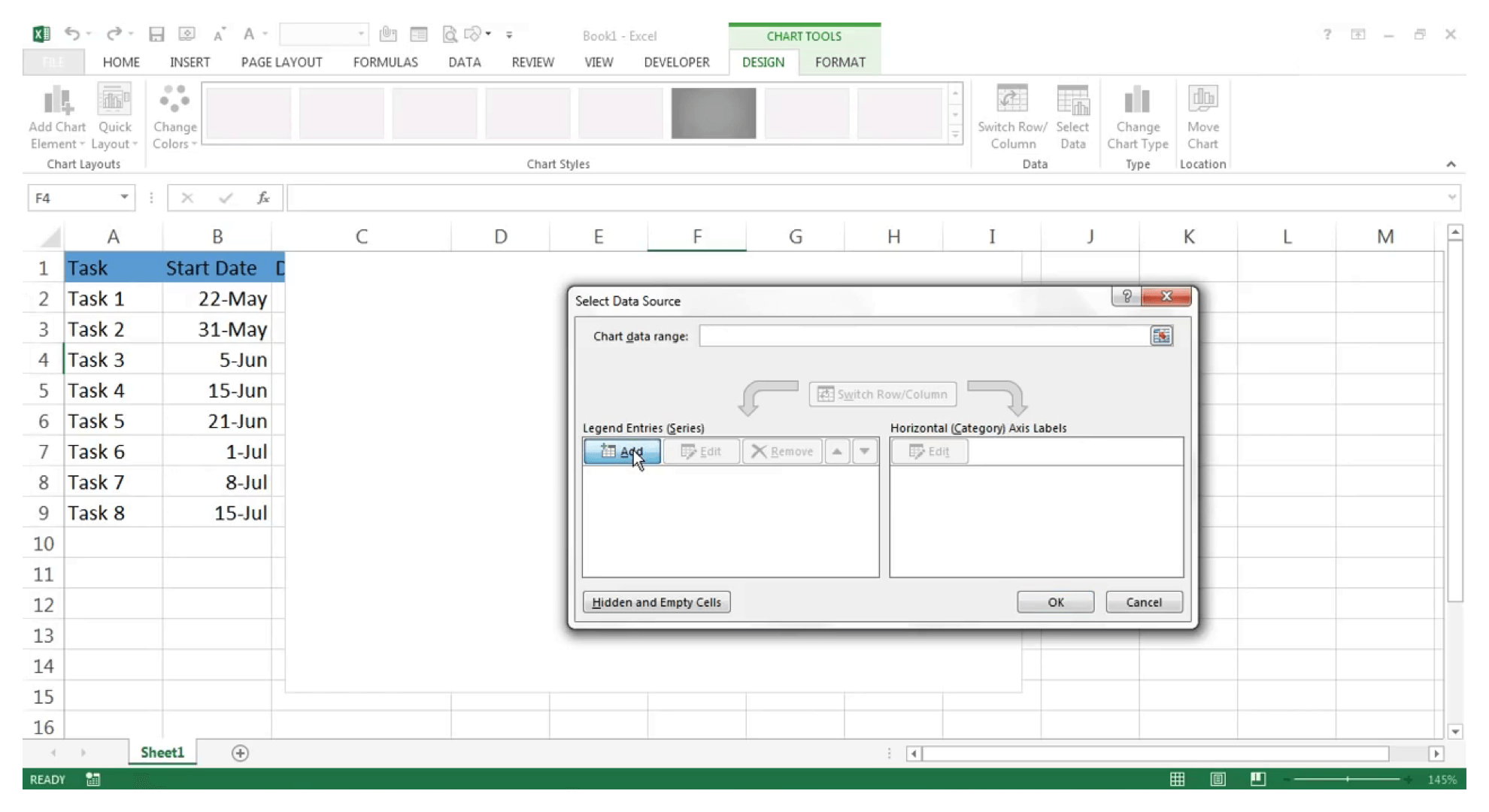 Excelでガントチャートを作成する方法