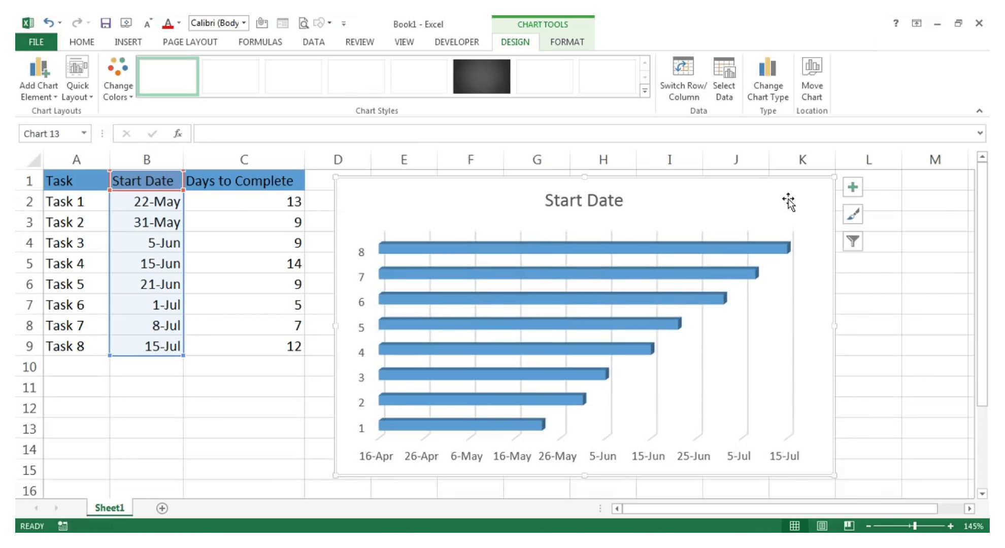Excelでガントチャートを作成する方法