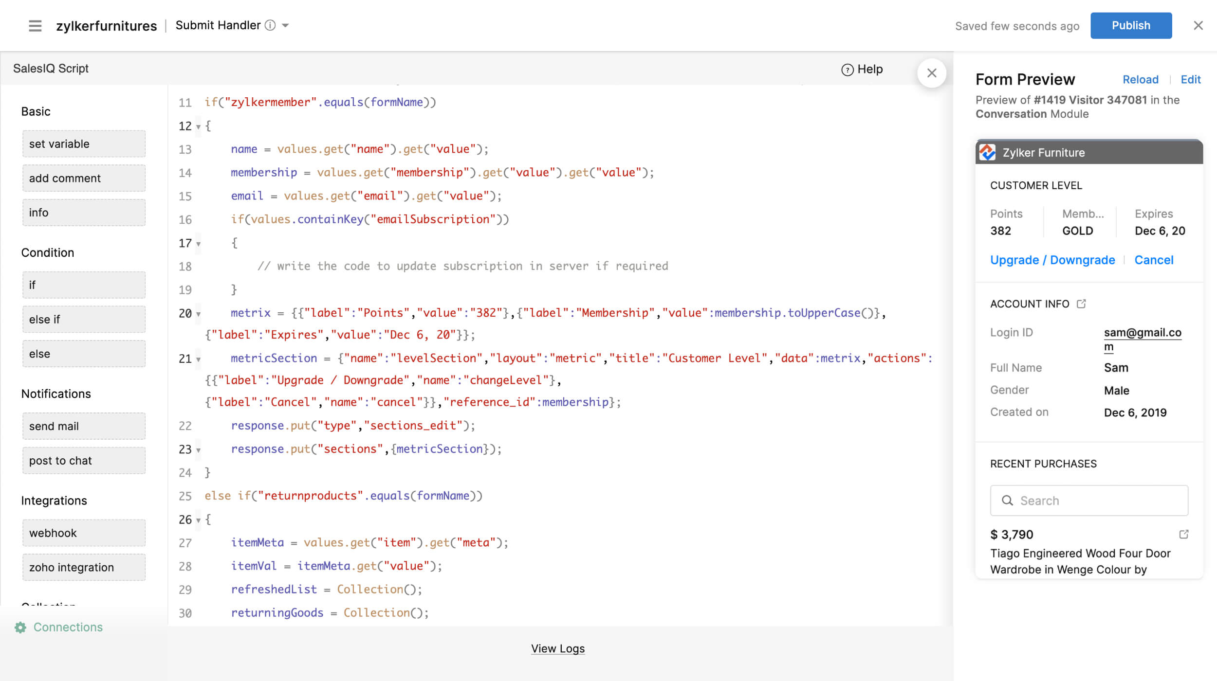 Kelola data yang ditampilkan menggunakan pengontrol formulir